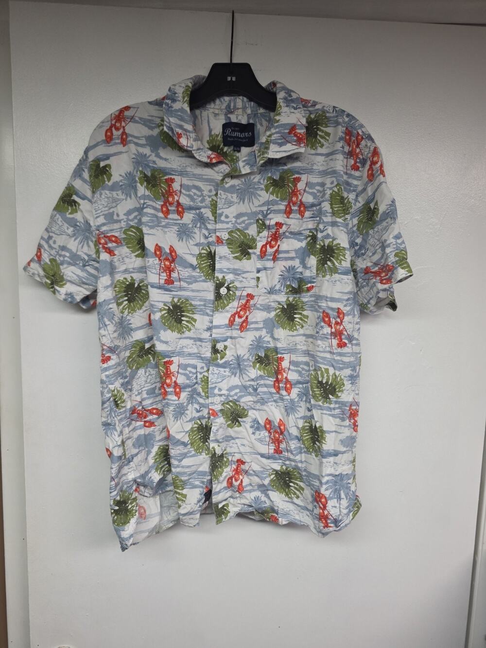 Rumors Size XL Short Sleeve Button Down Lobster Shirt